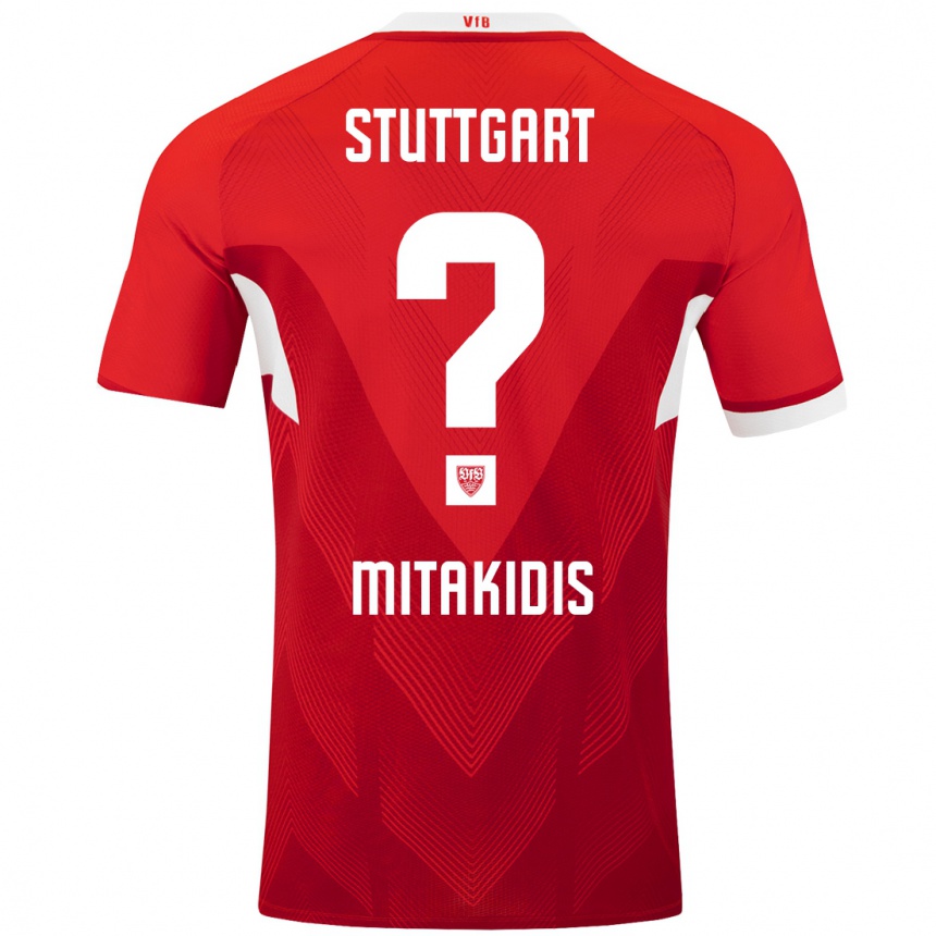 Femme Football Maillot Dimitrios Mitakidis #0 Blanc Rouge Tenues Extérieur 2024/25