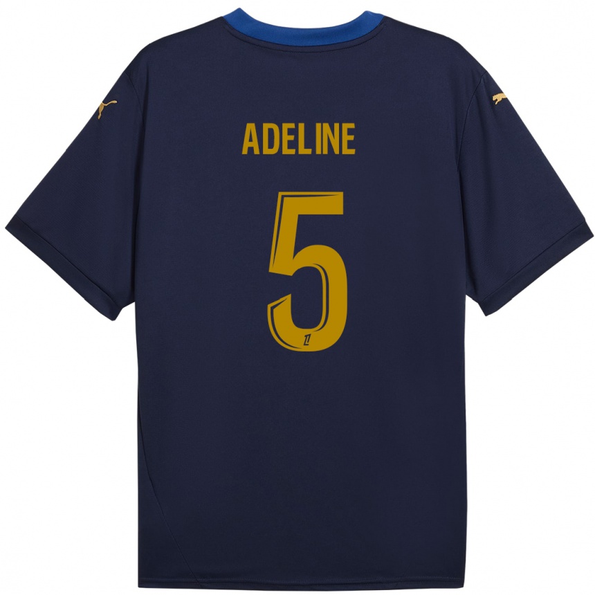 Femme Football Maillot Martin Adeline #5 Bleu Marine Doré Tenues Extérieur 2024/25