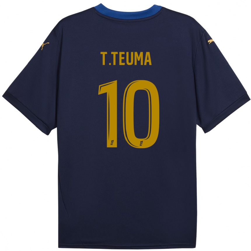 Femme Football Maillot Teddy Teuma #10 Bleu Marine Doré Tenues Extérieur 2024/25