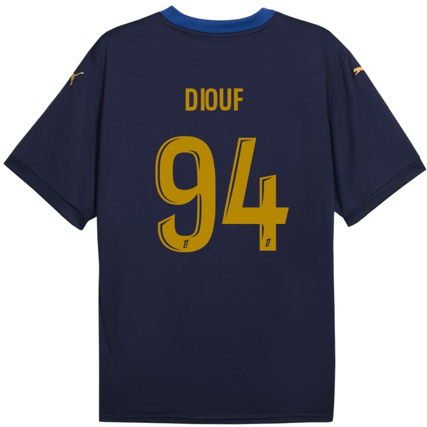 Femme Football Maillot Yehvann Diouf #94 Bleu Marine Doré Tenues Extérieur 2024/25