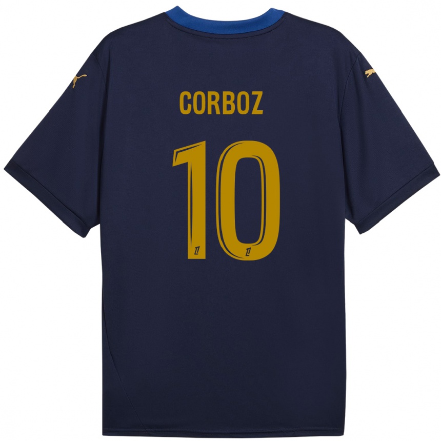 Femme Football Maillot Rachel Corboz #10 Bleu Marine Doré Tenues Extérieur 2024/25