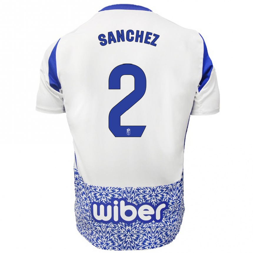 Femme Football Maillot Rubén Sánchez #2 Blanc Bleu Tenues Extérieur 2024/25