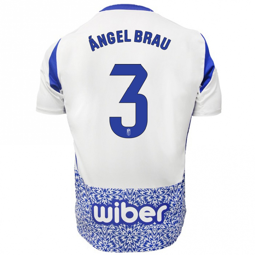 Femme Football Maillot Miguel Ángel Brau #3 Blanc Bleu Tenues Extérieur 2024/25