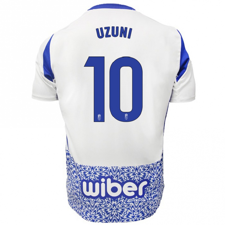 Femme Football Maillot Myrto Uzuni #10 Blanc Bleu Tenues Extérieur 2024/25