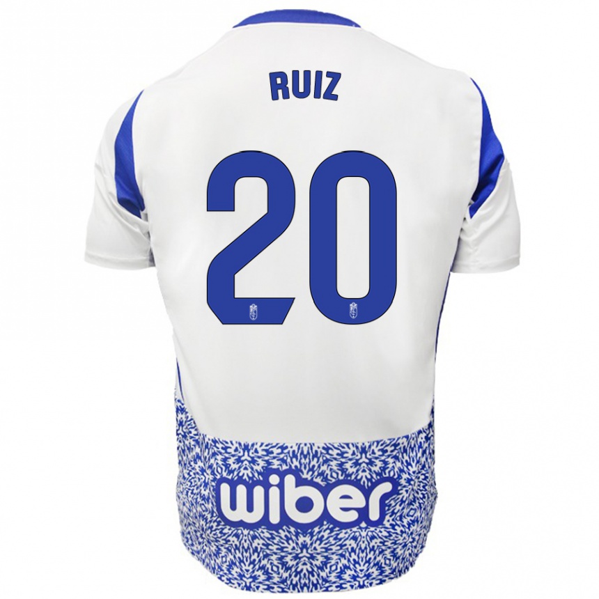 Femme Football Maillot Sergio Ruiz #20 Blanc Bleu Tenues Extérieur 2024/25