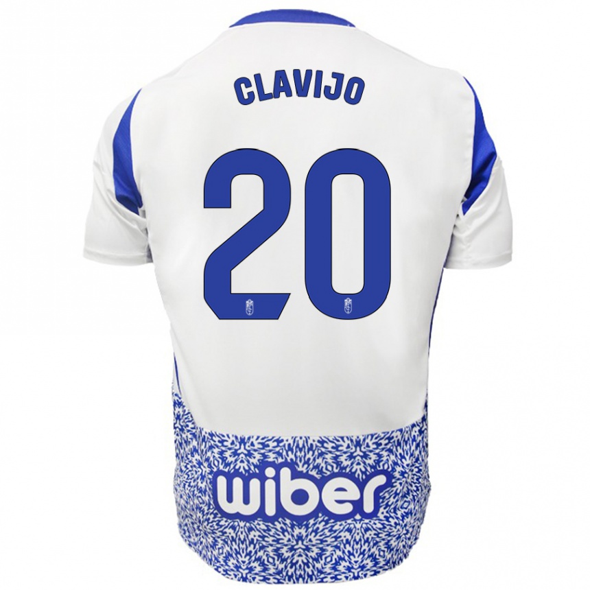 Femme Football Maillot Dani Clavijo #20 Blanc Bleu Tenues Extérieur 2024/25