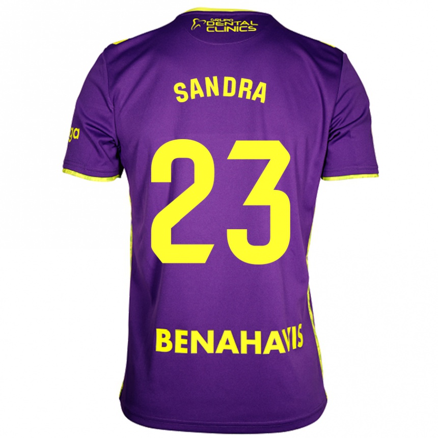 Femme Football Maillot Sandra #23 Violet Jaune Tenues Extérieur 2024/25