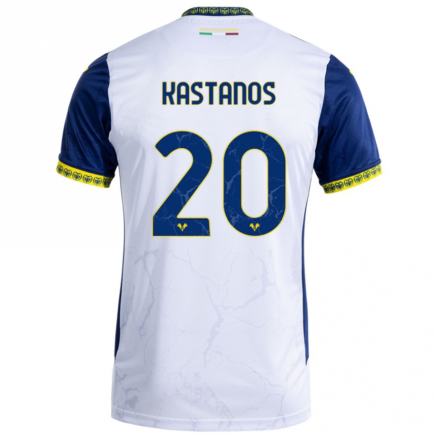 Femme Football Maillot Grigoris Kastanos #20 Blanc Bleu Tenues Extérieur 2024/25