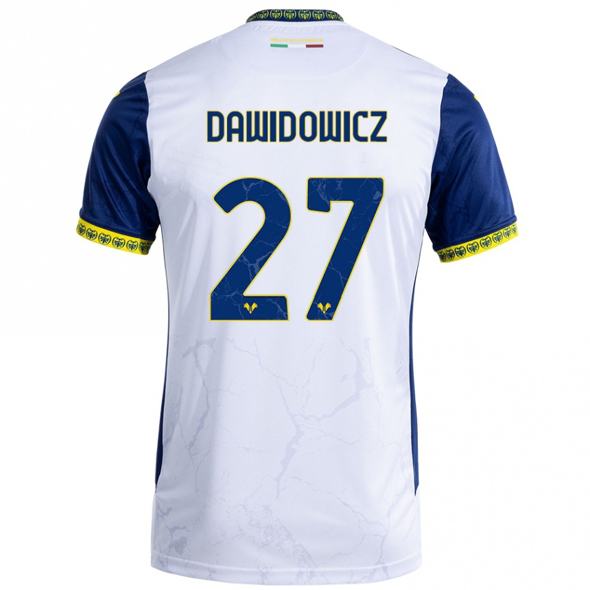 Femme Football Maillot Pawel Dawidowicz #27 Blanc Bleu Tenues Extérieur 2024/25