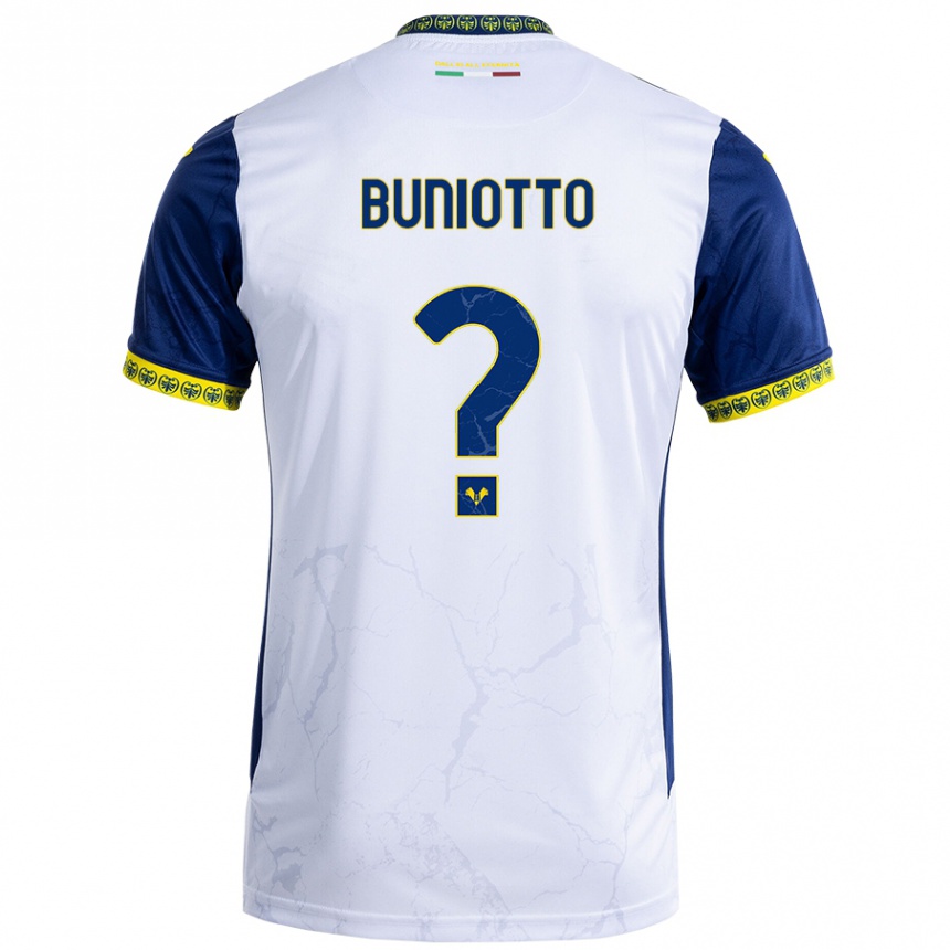 Femme Football Maillot Mattia Buniotto #0 Blanc Bleu Tenues Extérieur 2024/25