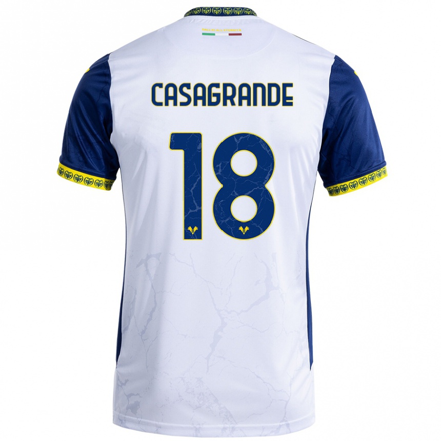 Femme Football Maillot Davide Casagrande #18 Blanc Bleu Tenues Extérieur 2024/25