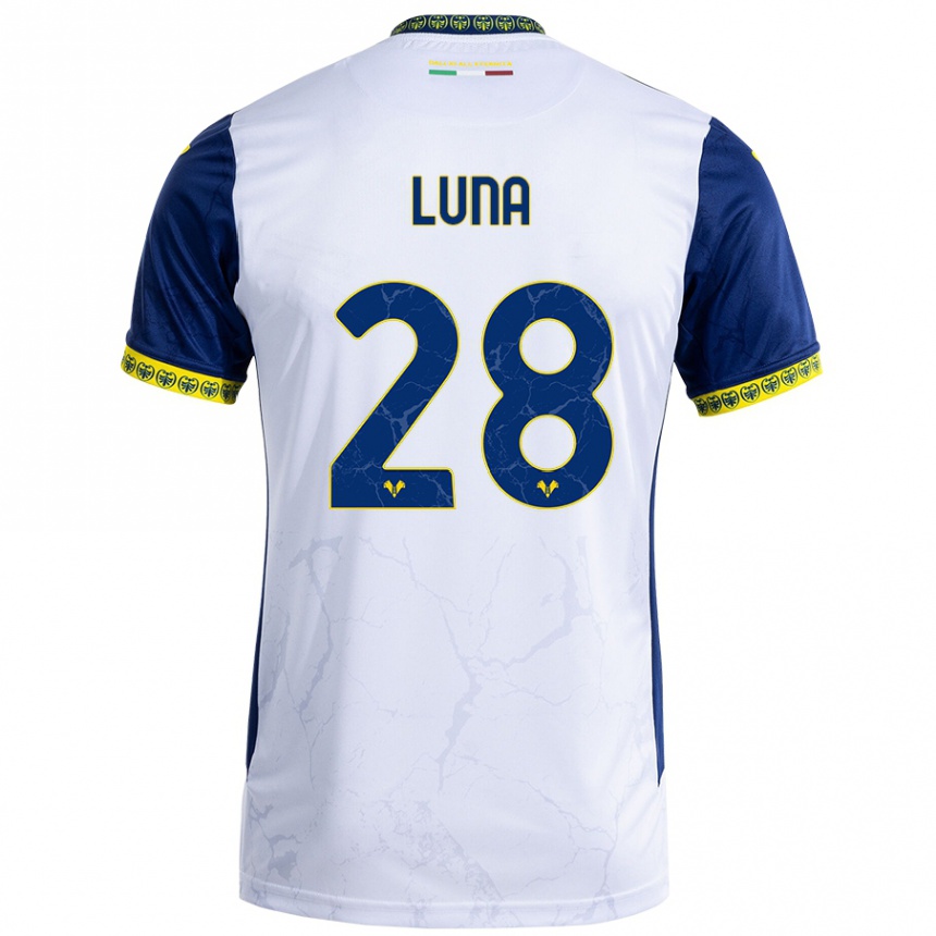 Femme Football Maillot Agustín Luna #28 Blanc Bleu Tenues Extérieur 2024/25