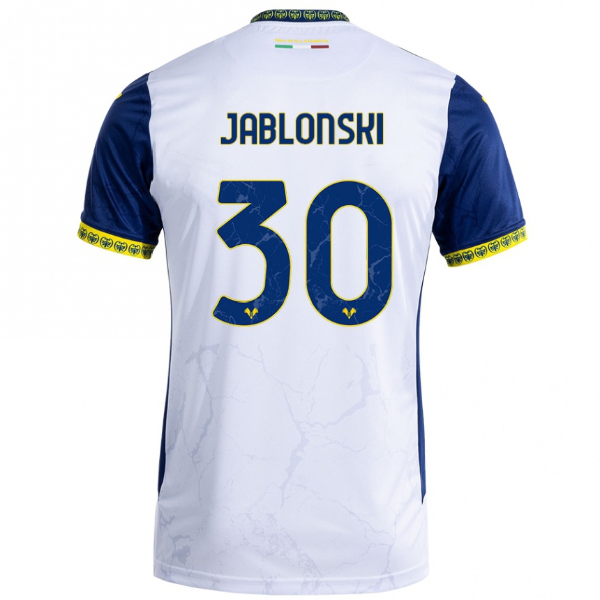 Femme Football Maillot Darvin Jablonski #30 Blanc Bleu Tenues Extérieur 2024/25