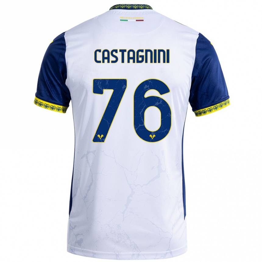 Femme Football Maillot Mirko Castagnini #76 Blanc Bleu Tenues Extérieur 2024/25