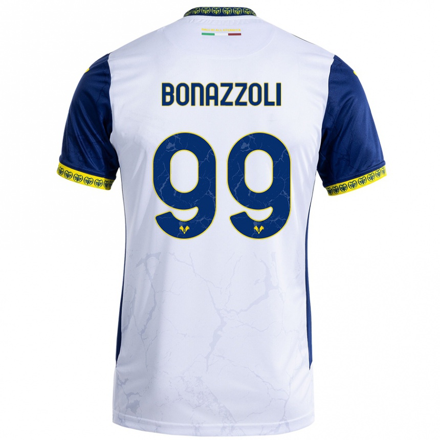 Femme Football Maillot Federico Bonazzoli #99 Blanc Bleu Tenues Extérieur 2024/25