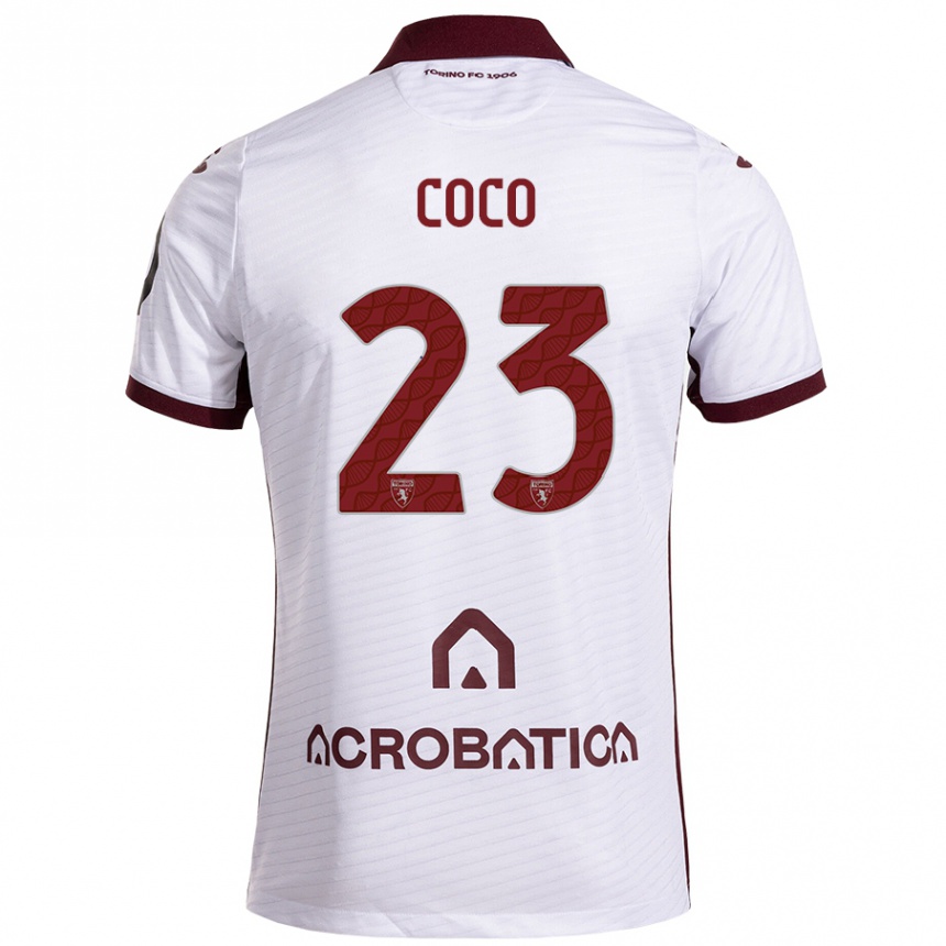 Femme Football Maillot Saúl Coco #23 Blanc Marron Tenues Extérieur 2024/25