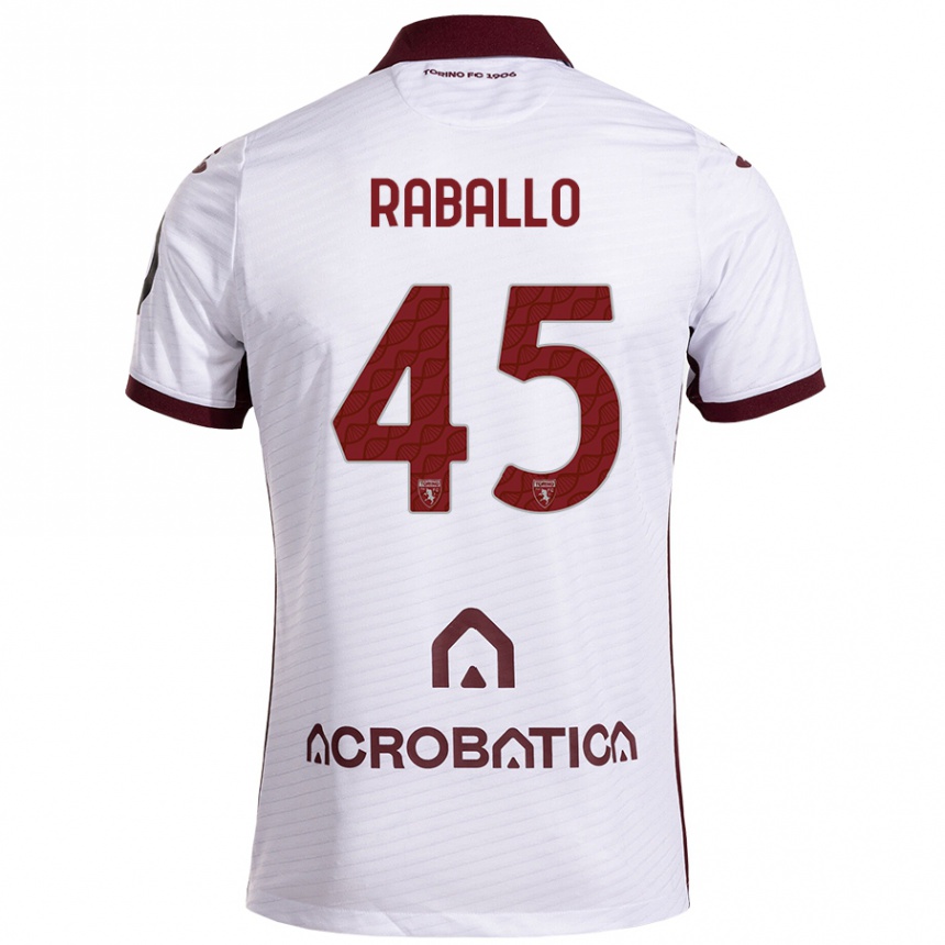 Femme Football Maillot Alessio Raballo #45 Blanc Marron Tenues Extérieur 2024/25