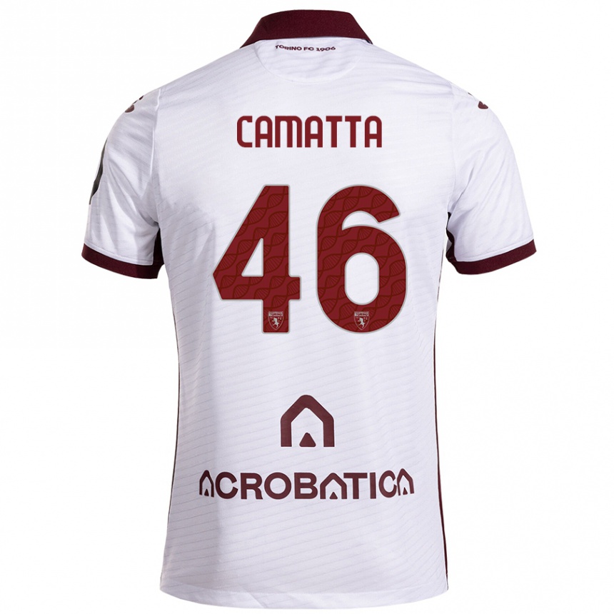 Femme Football Maillot Alessandro Camatta #46 Blanc Marron Tenues Extérieur 2024/25