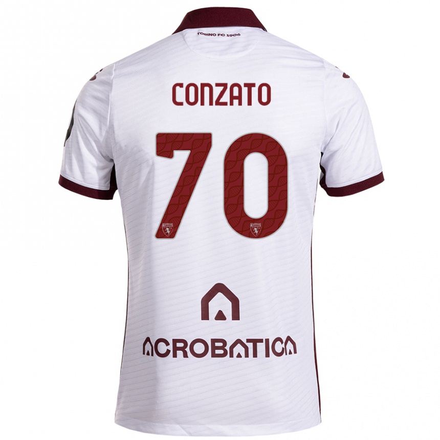 Femme Football Maillot Filippo Conzato #70 Blanc Marron Tenues Extérieur 2024/25