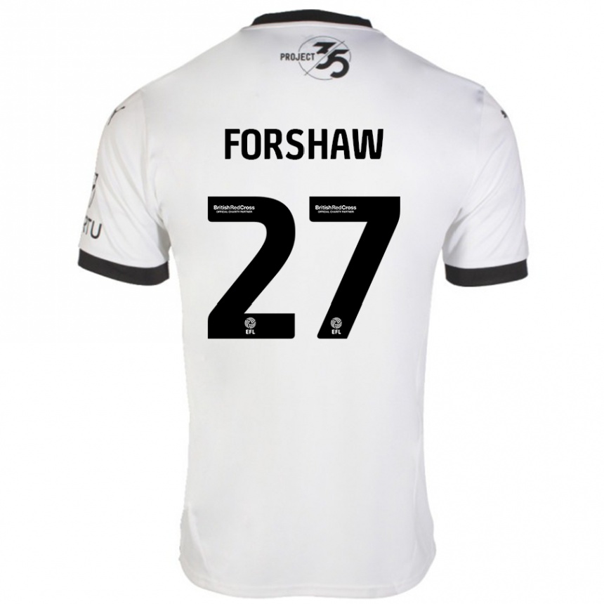 Femme Football Maillot Adam Forshaw #27 Blanc Noir Tenues Extérieur 2024/25