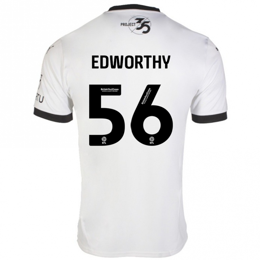 Femme Football Maillot Kieran Edworthy #56 Blanc Noir Tenues Extérieur 2024/25