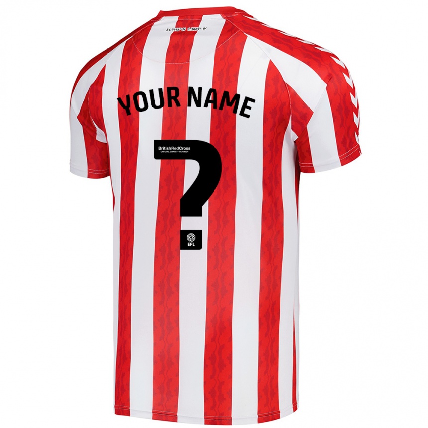 Enfant Football Maillot Votre Nom #0 Rouge Blanc Tenues Domicile 2024/25