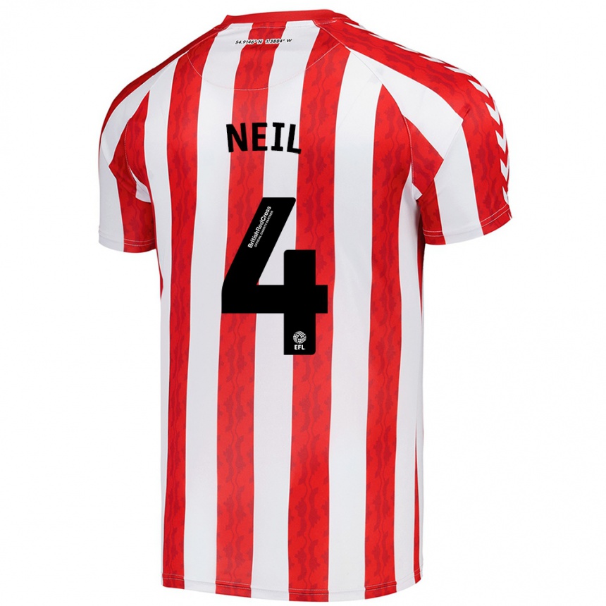 Enfant Football Maillot Dan Neil #4 Rouge Blanc Tenues Domicile 2024/25