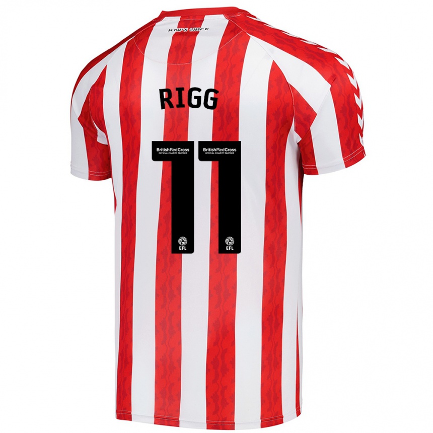 Enfant Football Maillot Chris Rigg #11 Rouge Blanc Tenues Domicile 2024/25