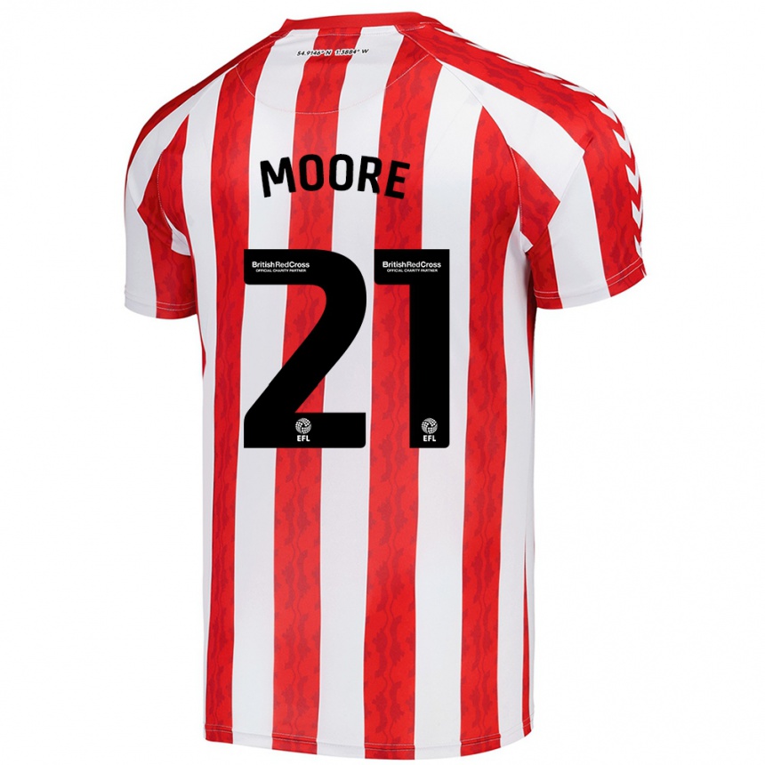 Enfant Football Maillot Simon Moore #21 Rouge Blanc Tenues Domicile 2024/25