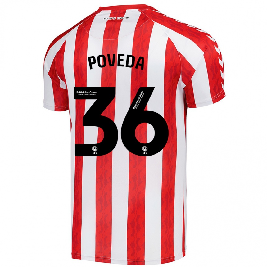 Enfant Football Maillot Ian Poveda #36 Rouge Blanc Tenues Domicile 2024/25