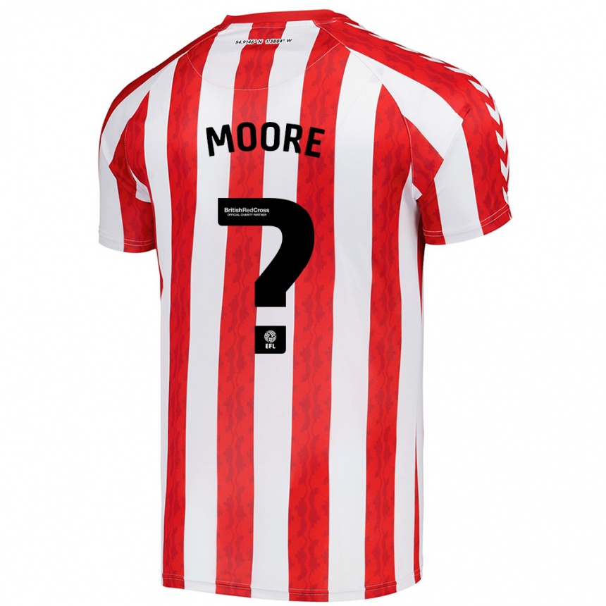 Enfant Football Maillot Ethan Moore #0 Rouge Blanc Tenues Domicile 2024/25