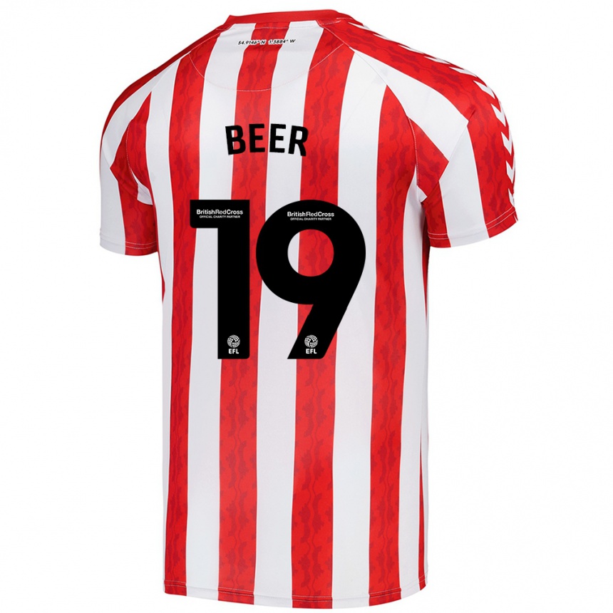 Enfant Football Maillot Megan Beer #19 Rouge Blanc Tenues Domicile 2024/25