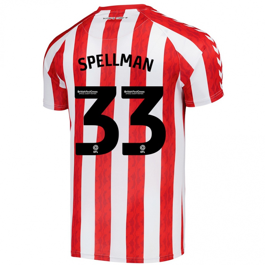 Enfant Football Maillot Michael Spellman #33 Rouge Blanc Tenues Domicile 2024/25