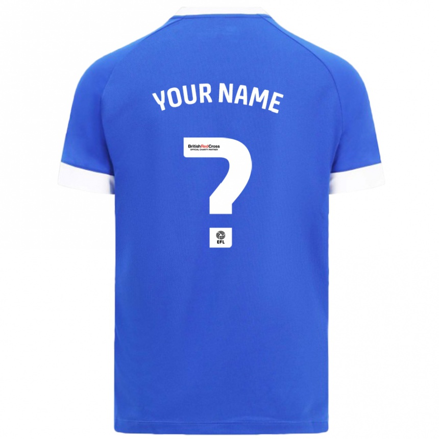 Enfant Football Maillot Votre Nom #0 Bleu Ciel Tenues Domicile 2024/25