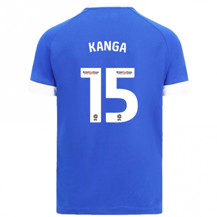 Enfant Football Maillot Wilfried Kanga #15 Bleu Ciel Tenues Domicile 2024/25