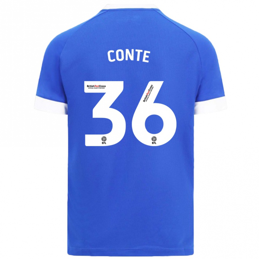 Enfant Football Maillot Raheem Conte #36 Bleu Ciel Tenues Domicile 2024/25