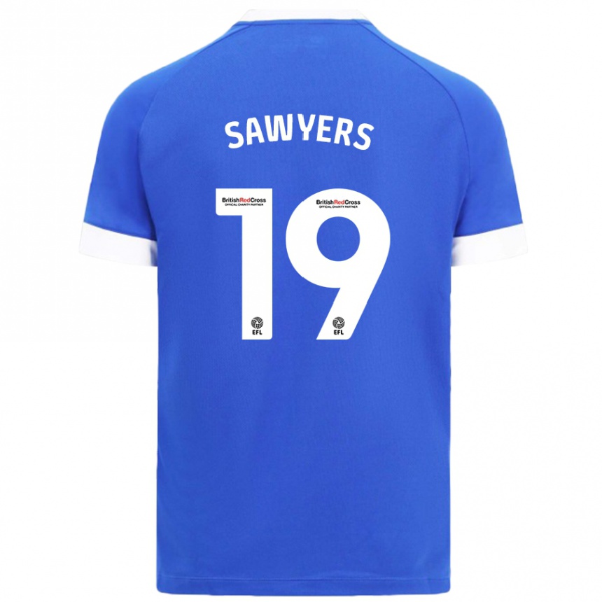 Enfant Football Maillot Romaine Sawyers #19 Bleu Ciel Tenues Domicile 2024/25