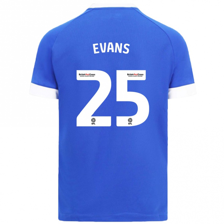 Enfant Football Maillot Kieron Evans #25 Bleu Ciel Tenues Domicile 2024/25