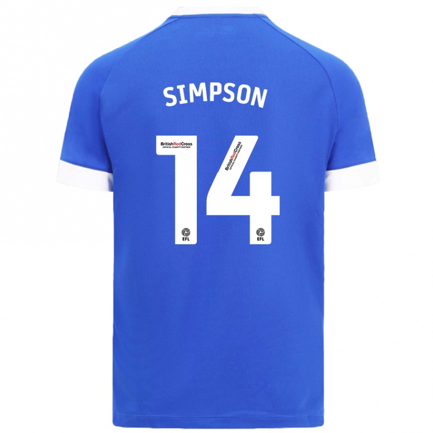 Enfant Football Maillot Jasmine Simpson #14 Bleu Ciel Tenues Domicile 2024/25