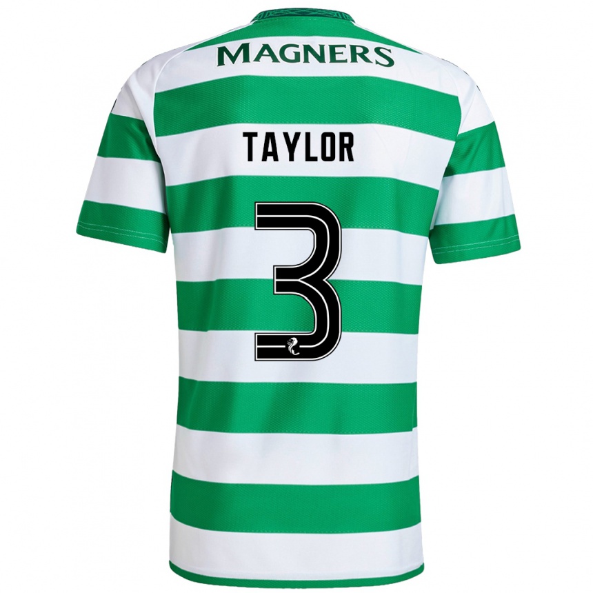 Enfant Football Maillot Greg Taylor #3 Vert Blanc Tenues Domicile 2024/25