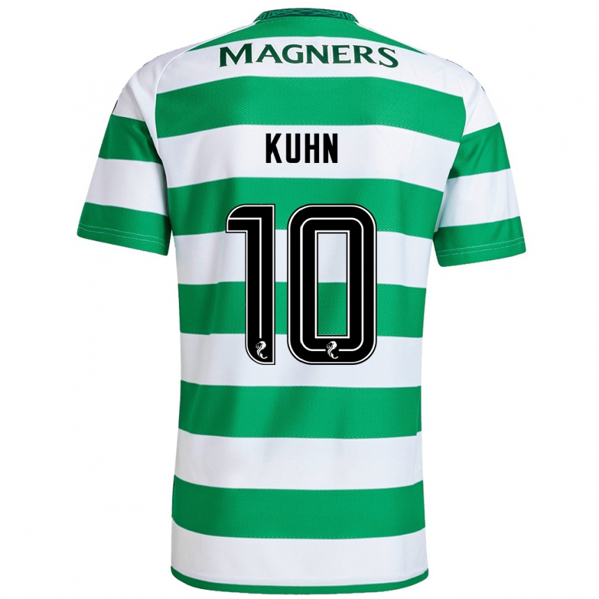 Enfant Football Maillot Nicolas Kühn #10 Vert Blanc Tenues Domicile 2024/25