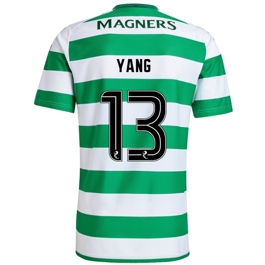 Enfant Football Maillot Hyun-Jun Yang #13 Vert Blanc Tenues Domicile 2024/25