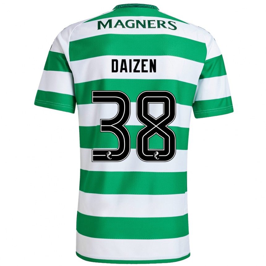 Enfant Football Maillot Daizen Maeda #38 Vert Blanc Tenues Domicile 2024/25