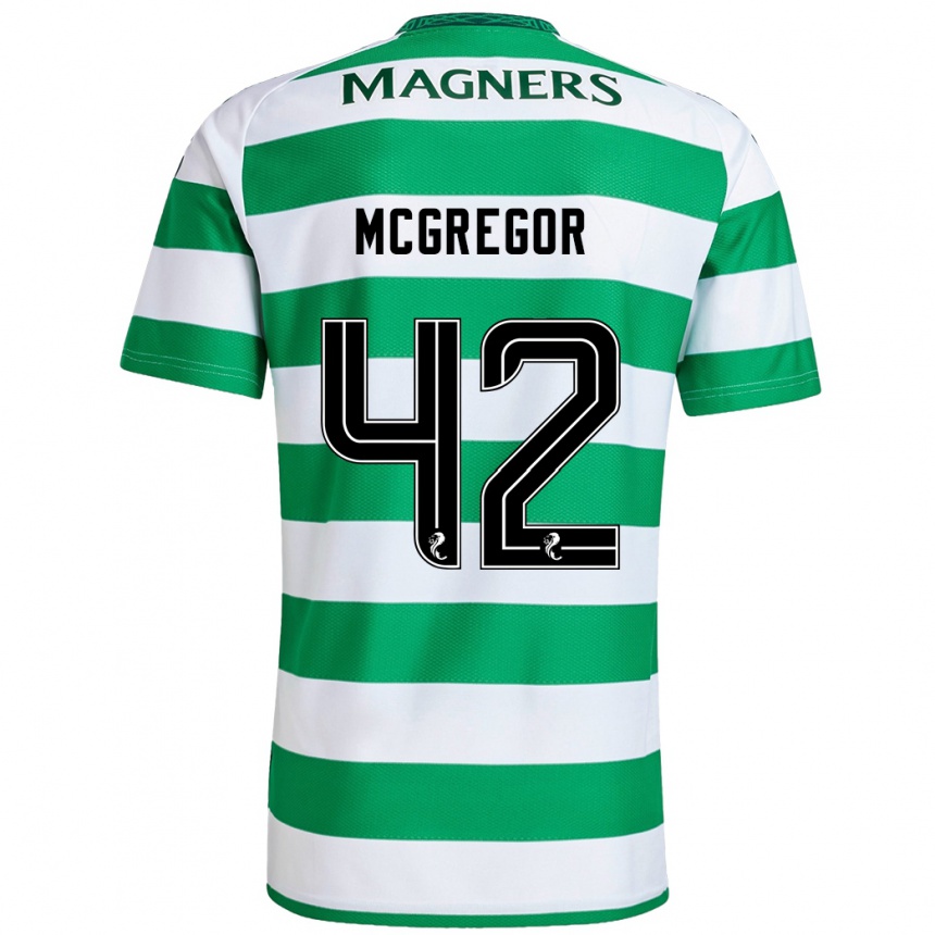 Enfant Football Maillot Callum Mcgregor #42 Vert Blanc Tenues Domicile 2024/25