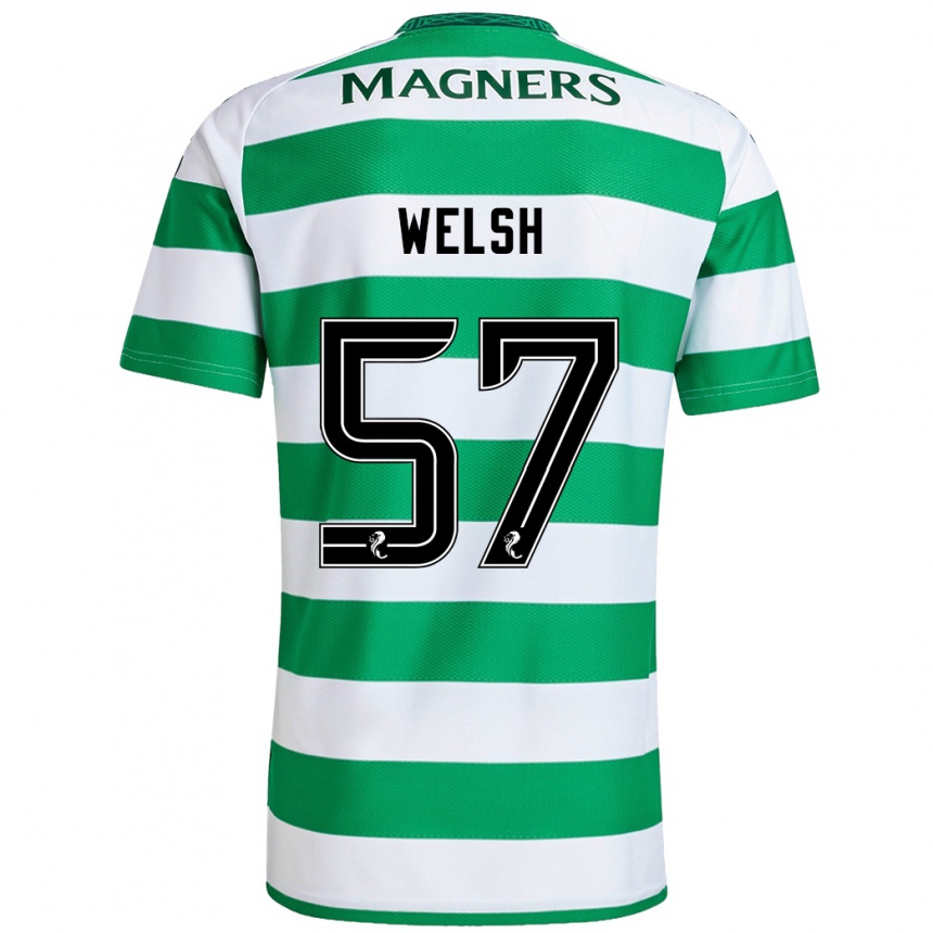 Enfant Football Maillot Stephen Welsh #57 Vert Blanc Tenues Domicile 2024/25