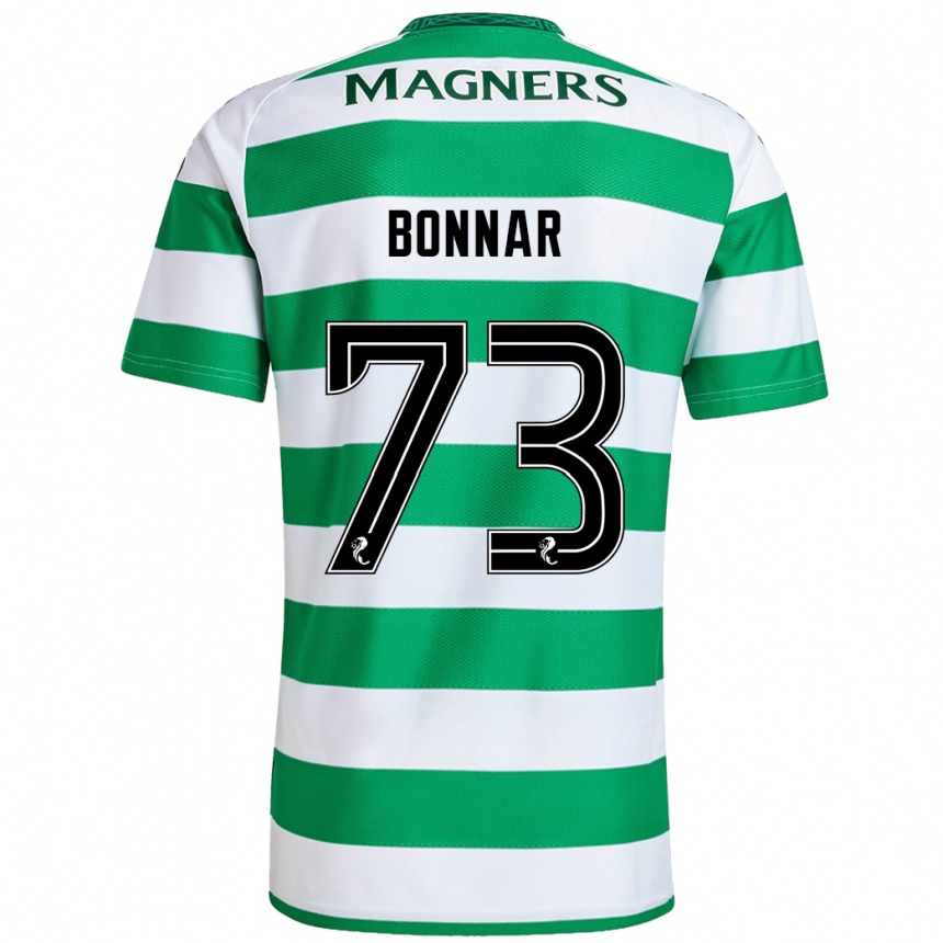 Enfant Football Maillot Jude Bonnar #73 Vert Blanc Tenues Domicile 2024/25