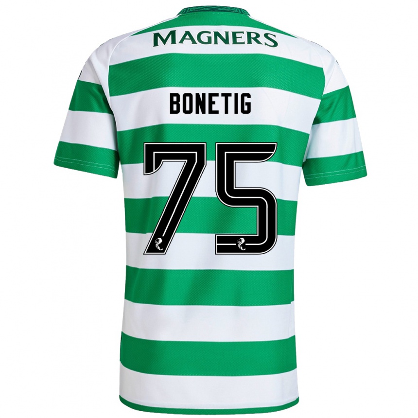 Enfant Football Maillot Liam Bonetig #75 Vert Blanc Tenues Domicile 2024/25