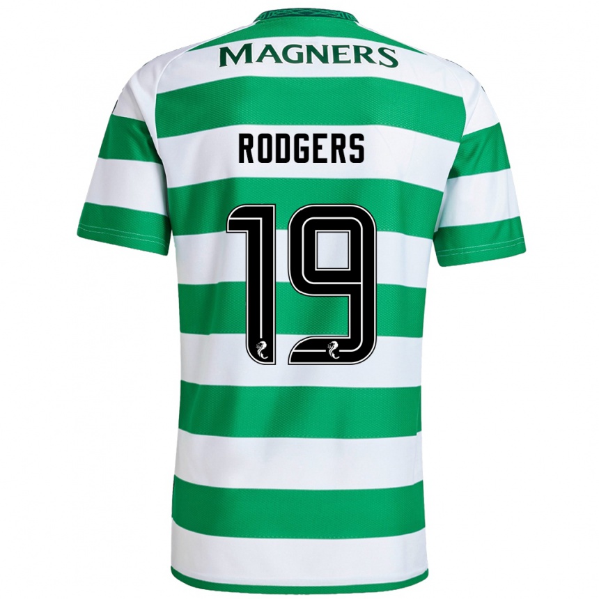 Enfant Football Maillot Lisa Rodgers #19 Vert Blanc Tenues Domicile 2024/25