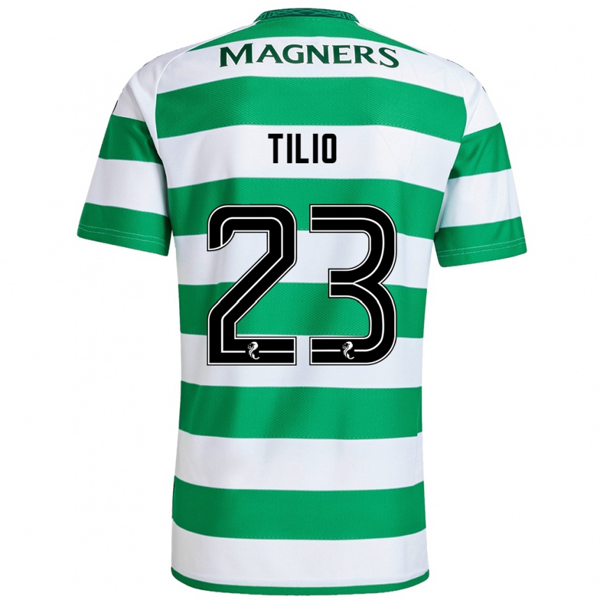 Enfant Football Maillot Marco Tilio #23 Vert Blanc Tenues Domicile 2024/25