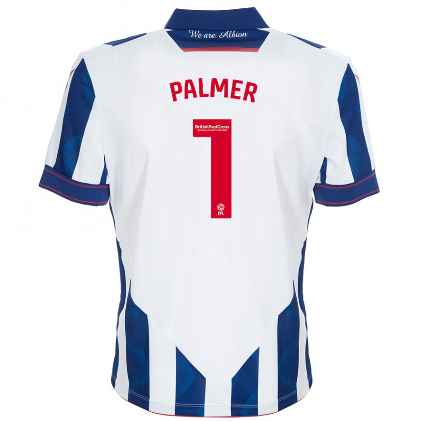 Enfant Football Maillot Alex Palmer #1 Blanc Bleu Foncé Tenues Domicile 2024/25